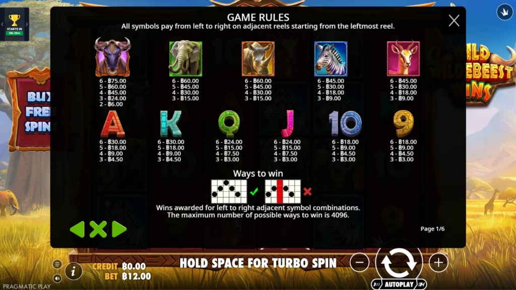 รีวิวเกม Wild Wildebeest Wins