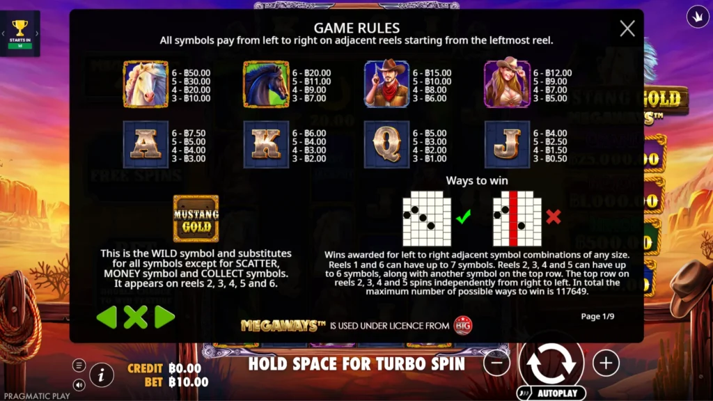 รีวิวเกม Mustang Gold Megaways