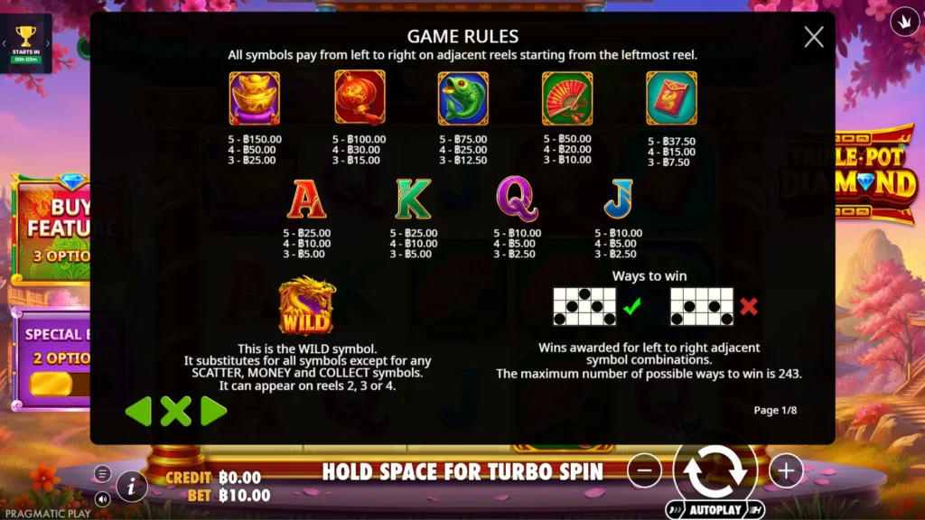 รีวิวเกม Triple Pot Diamond