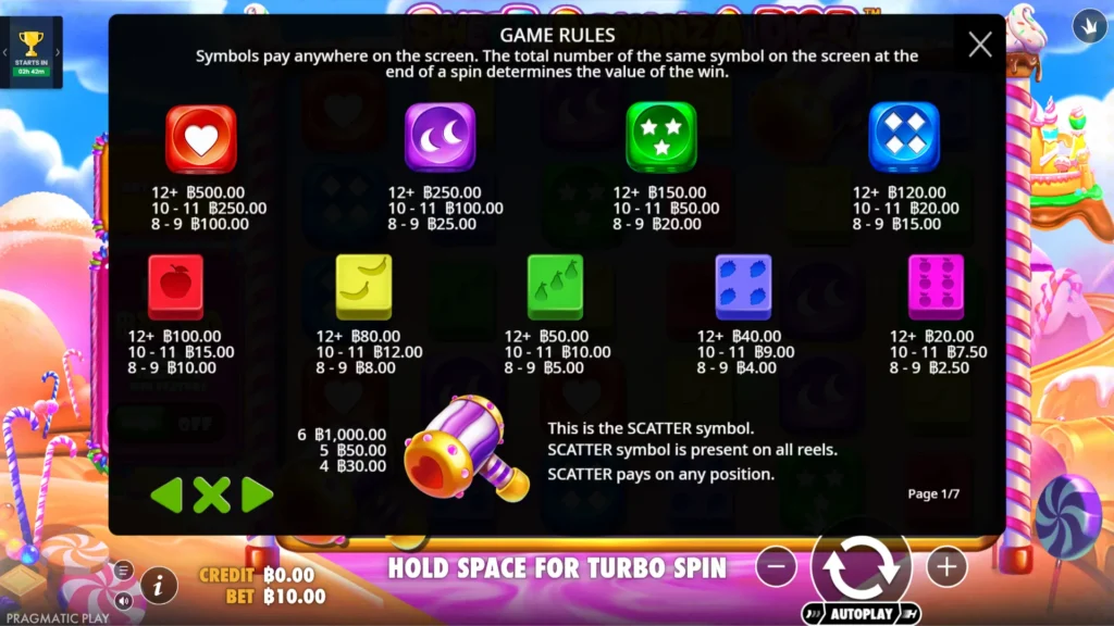 รีวิวเกม Sweet Bonanza Dice